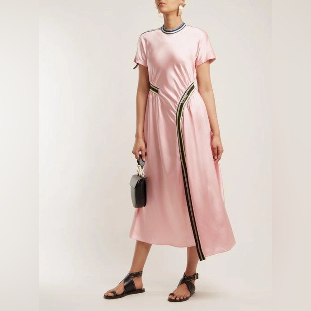 Sportmax Runway Desio Short Sleeve Asymmetrical Front Hem Maxi Dress Pink Sz 2